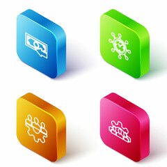 Sticker - Set Isometric line Cash back, Clock and gear, Project team base and icon. Vector