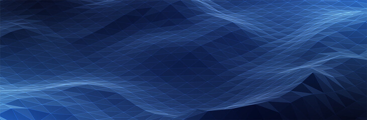 abstract blue background. dark low poly triangle pattern. virtual computer landscape. technology sty