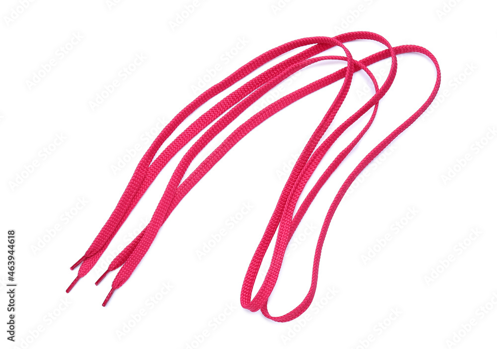 Pink shoe laces isolated on white background