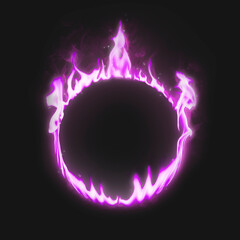 Poster - Flame frame, pink neon circle shape, realistic burning fire