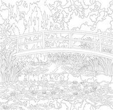 The Water Lily Pond (1899) By Claude Monet: Adult Coloring Page