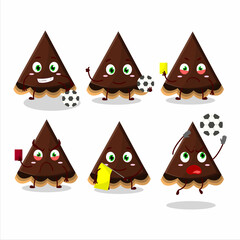 Sticker - Slice of chocolate tart cartoon character working as a Football referee