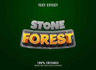 Wall Mural - 3d stone forest with stone frame game logo title text effect