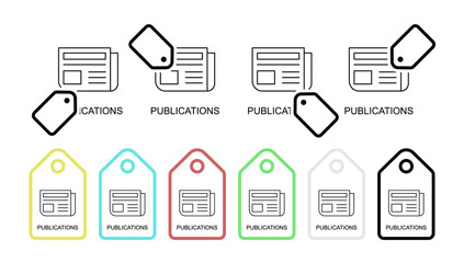 Poster - Publications line vector icon in tag set illustration for ui and ux, website or mobile application