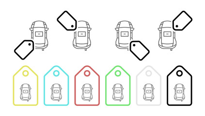 Sticker - Car vector icon in tag set illustration for ui and ux, website or mobile application