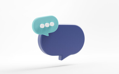 Wall Mural - Blank bubble talk or comment sign symbol on white background. copy space, 3d render.