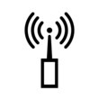 Signal transmitter or receiver line icon. Device with antenna and signal waves. Vector Illustration