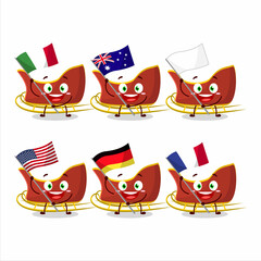 Poster - snow chariot cartoon character bring the flags of various countries