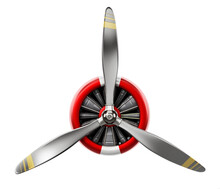 Vintage Airplane Propeller Isolated On White Background. 3D Illustration