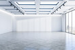 © Who is Danny - Modern exhibition hall interior with mock up place on white walls. 3D Rendering.