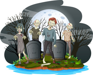 Poster - Creepy zombies at graveyard