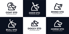 Set Of Animal Logo Monoline Style