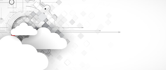 Cloud technology. Integrated digital web concept background