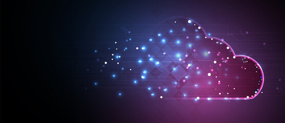 Cloud technology. Integrated digital web concept background