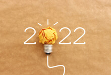 2022 Background With Light Bulb Made From Paper