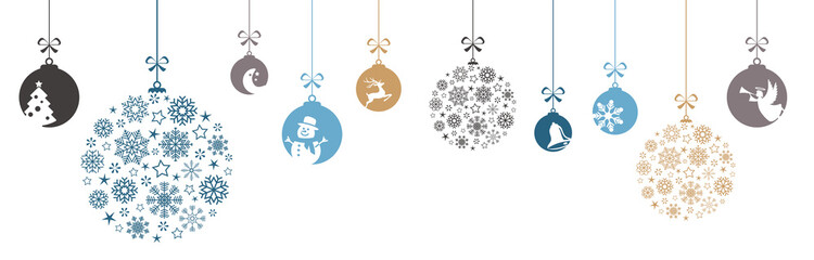 hanging baubles for christmas time with snow flakes