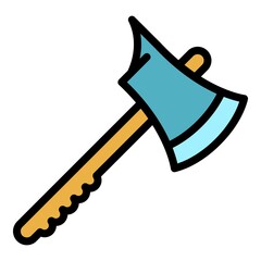 Sticker - Steel axe icon. Outline steel axe vector icon color flat isolated