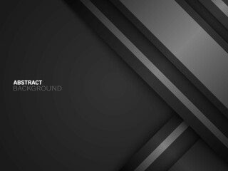 Wall Mural - paper cut dark abstract background with elegant white and gray lines