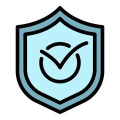 Sticker - Approved insurance protection icon. Outline approved insurance protection vector icon color flat isolated