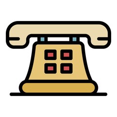 Sticker - Retro telephone icon. Outline retro telephone vector icon color flat isolated