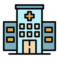 Wall Mural - City hospital building icon. Outline city hospital building vector icon color flat isolated