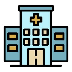 Canvas Print - City hospital building icon. Outline city hospital building vector icon color flat isolated