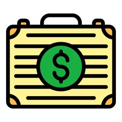 Wall Mural - Money case icon. Outline money case vector icon color flat isolated