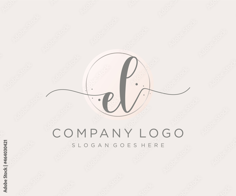 Initial EL feminine logo. Usable for Nature, Salon, Spa, Cosmetic and ...
