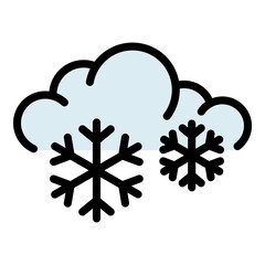 Wall Mural - snow cloud icon. outline snow cloud vector icon color flat isolated