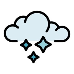 Sticker - Ice blizzard cloud icon. Outline ice blizzard cloud vector icon color flat isolated
