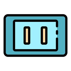 Sticker - Electric line socket icon. Outline electric line socket vector icon color flat isolated