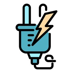 Sticker - Electric europe plug icon. Outline electric europe plug vector icon color flat isolated