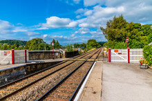 A View Along The Railway Platform At Settle, Yorkshire In Summertime