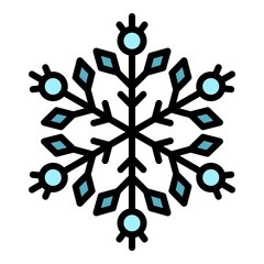 Sticker - Freeze snowflake icon. Outline freeze snowflake vector icon color flat isolated