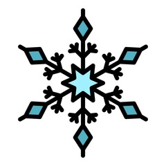 Poster - Snowflake shape icon. Outline snowflake shape vector icon color flat isolated