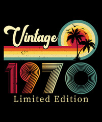 Wall Mural - Vintage 1970 Birthday T-shirt Design	