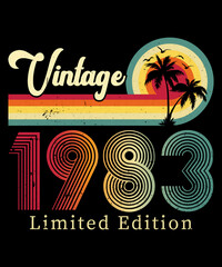 Wall Mural - Vintage 1983 Birthday T-shirt Design