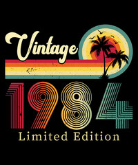 Wall Mural - Vintage 1984 Birthday T-shirt Design