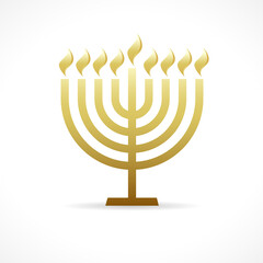 Wall Mural - Hanukkah menorah golden emblem. Happy Hannukah greeting card. Vector illustration