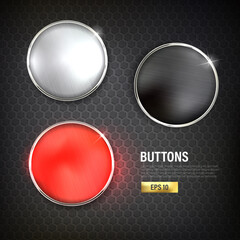 Wall Mural - buttons set web steel on background color black 4