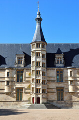 Wall Mural - Tall Stone Stair Tower on Facade of Old French Chateau 