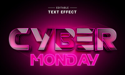 Wall Mural - Editable text style effect - Techno text style theme. Cyber technology text style. Cyber monday