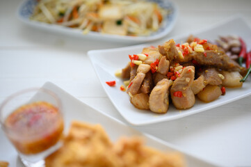 Wall Mural - Stir Fried Pork with Salt garlic and pepper