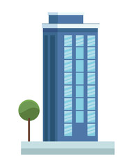 Poster - city building and tree