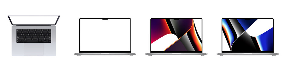 Wall Mural - laptop realistic computer in mockup style. isometric, frontal, top view, perspective. great collecti