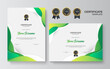 © SyahCreation - Appreciation and achievement certificate template design in two options. Set certificate template with dynamic and futuristic polygonal color and modern background with gold badge and border