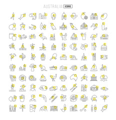 Wall Mural - set of linear icons of australia