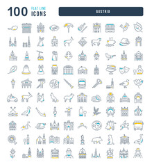 Wall Mural - set of linear icons of austria