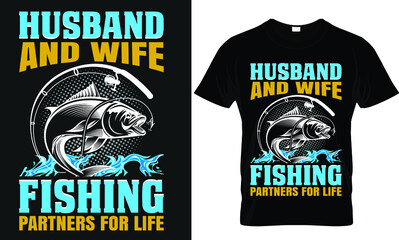 Husband and wife fishing t-shirt design