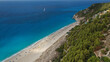 © aerial-drone - Aerial drone photo of paradise secluded sandy beach of Milos in island of Lefkada, Ionian, Greece